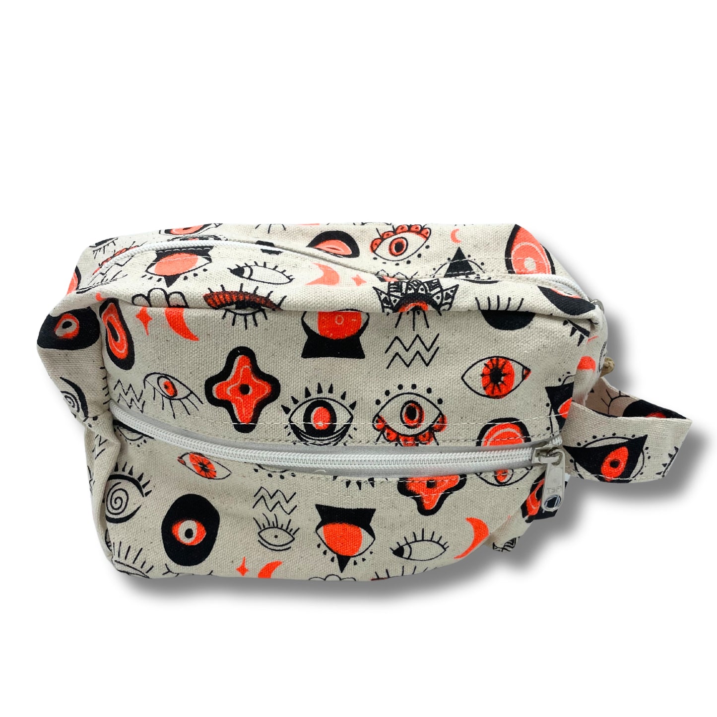 Petite trousse de toilette en toile de coton à imprimé yeux multiples