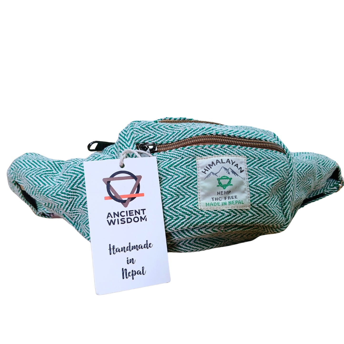 Gürteltasche (oder Bauchtasche) im Hanf- und Baumwollstil - Salbeigrün