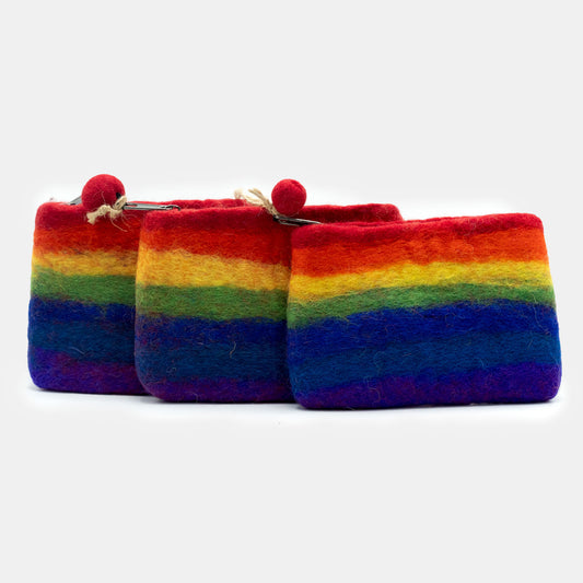 Trousse zippée en feutre naturel (assortiment) - Arc-en-ciel