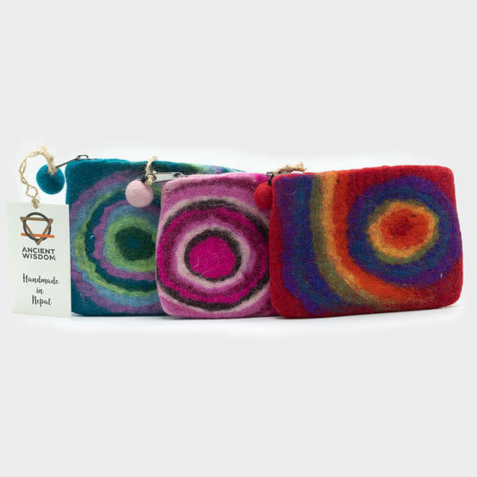 Trousse zippée en feutre naturel (assortiment) - Psychdelic