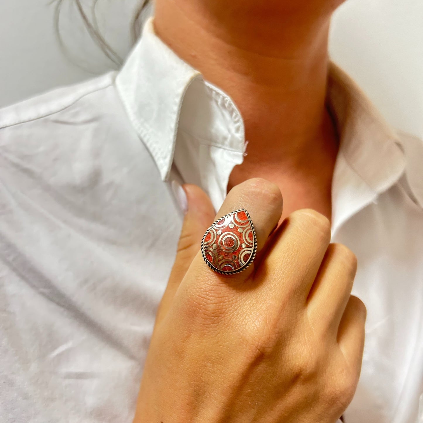 4 x Anillo de lágrimas estilo nepalí (4 colores)