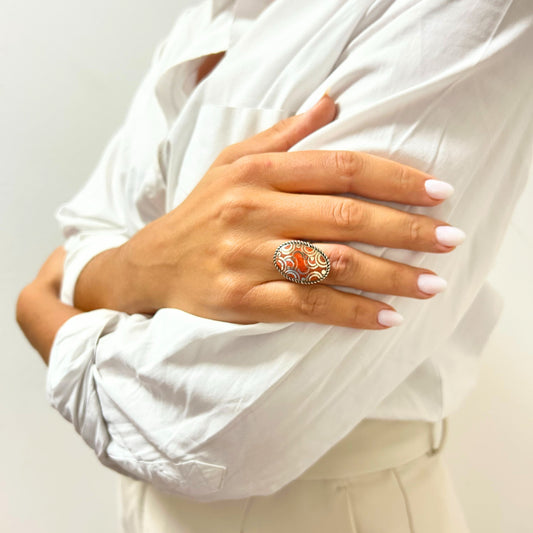 4 x Bague ovale de style népalais (4 couleurs)