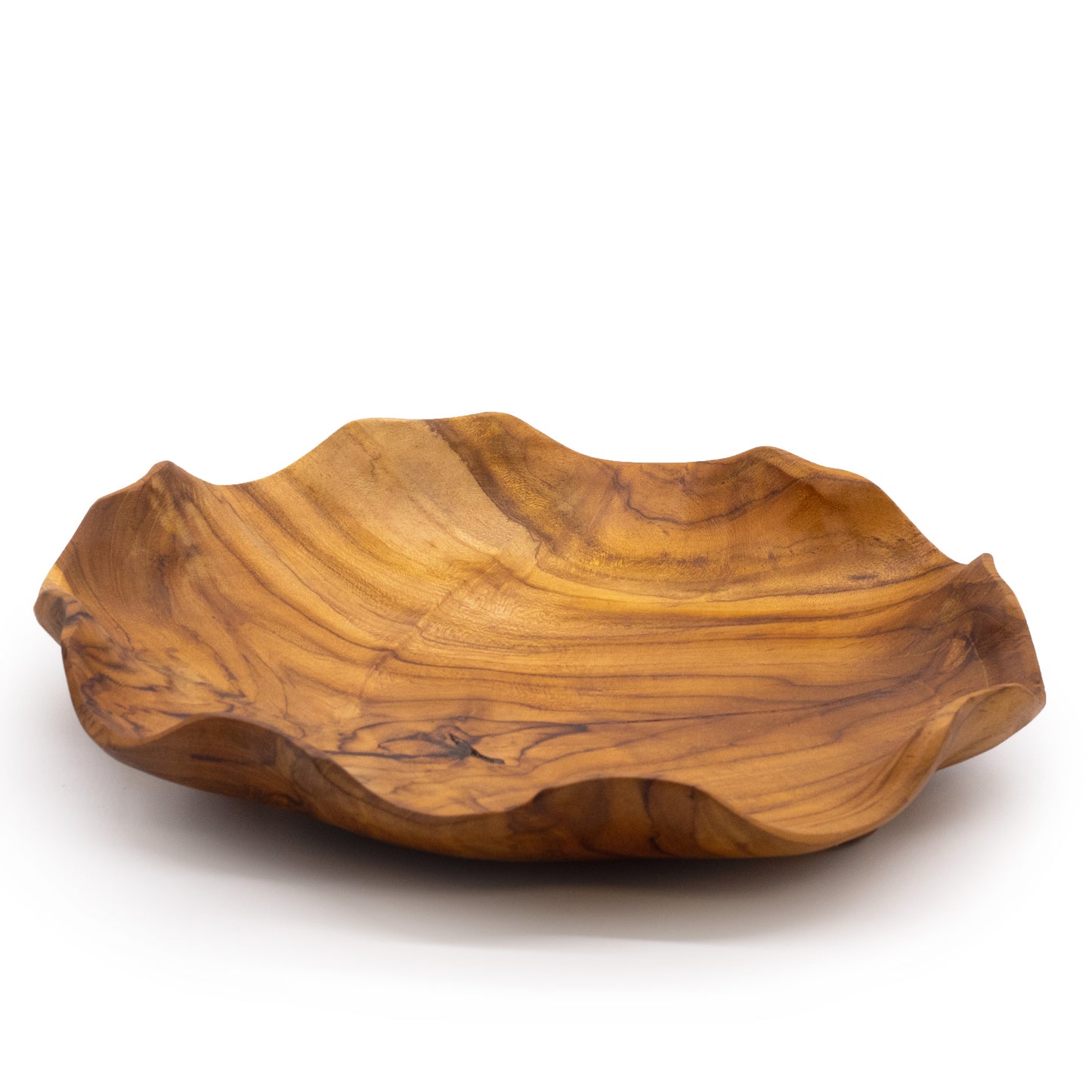 Coupe à fruits ronde et lisse en bois de teck - 28x5,5cm