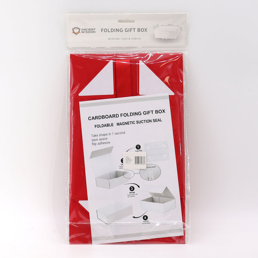 Faltbare Geschenkbox mit Schleife 20x18,2x8 cm - Rot