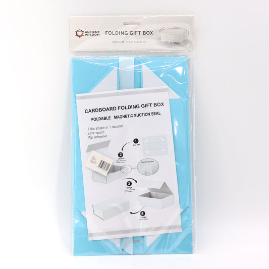 Faltbare Geschenkbox mit Schleife 20x18,2x8 cm - Babyblau