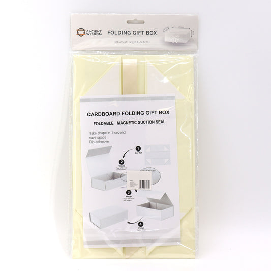 Faltbare Geschenkbox mit Schleife 20x18,2x8 cm - Elfenbein