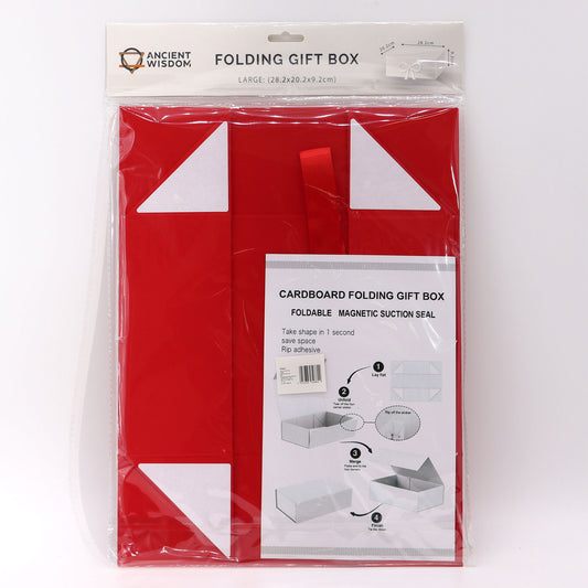 Faltbare Geschenkbox mit Schleife 28,2x20,2x9,2 cm - Rot