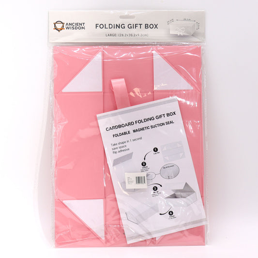 Faltbare Geschenkbox mit Schleife 28,2x20,2x9,2 cm - Rosa