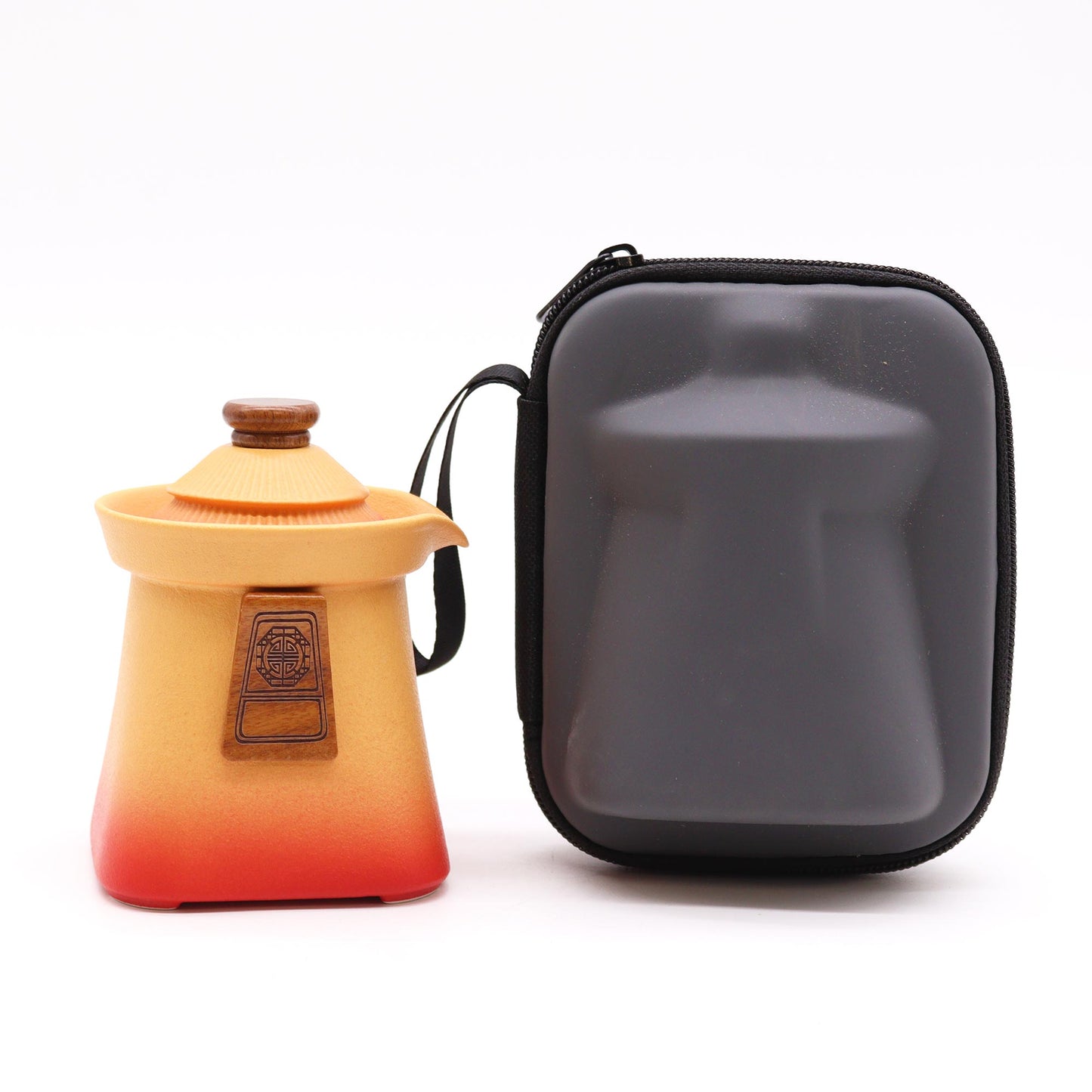 Ensemble théière et trois tasses Temple - Orange Earth