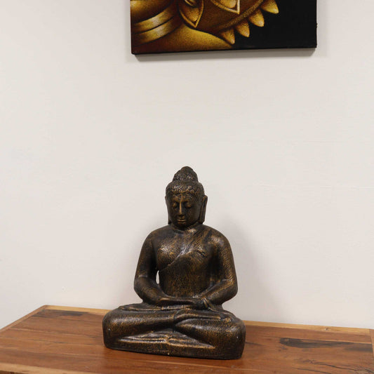 Klassischer mittelgroßer Buddha in Antikgold – 0,5 m
