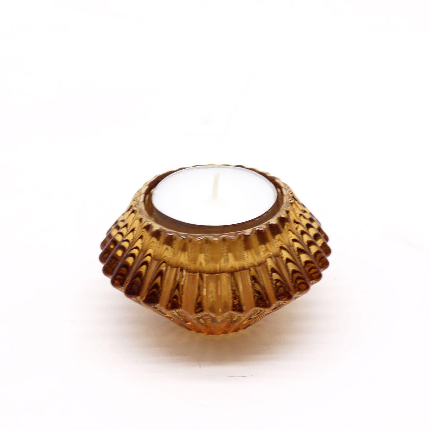 Wendbarer Kerzenhalter mit Blumendesign für Abendessen/Teelichter - Bernstein