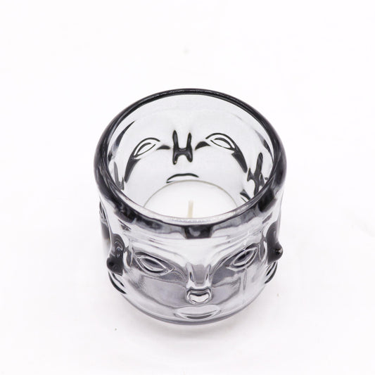 Buddha Face Kerzenglas - Mitternachtsgrau