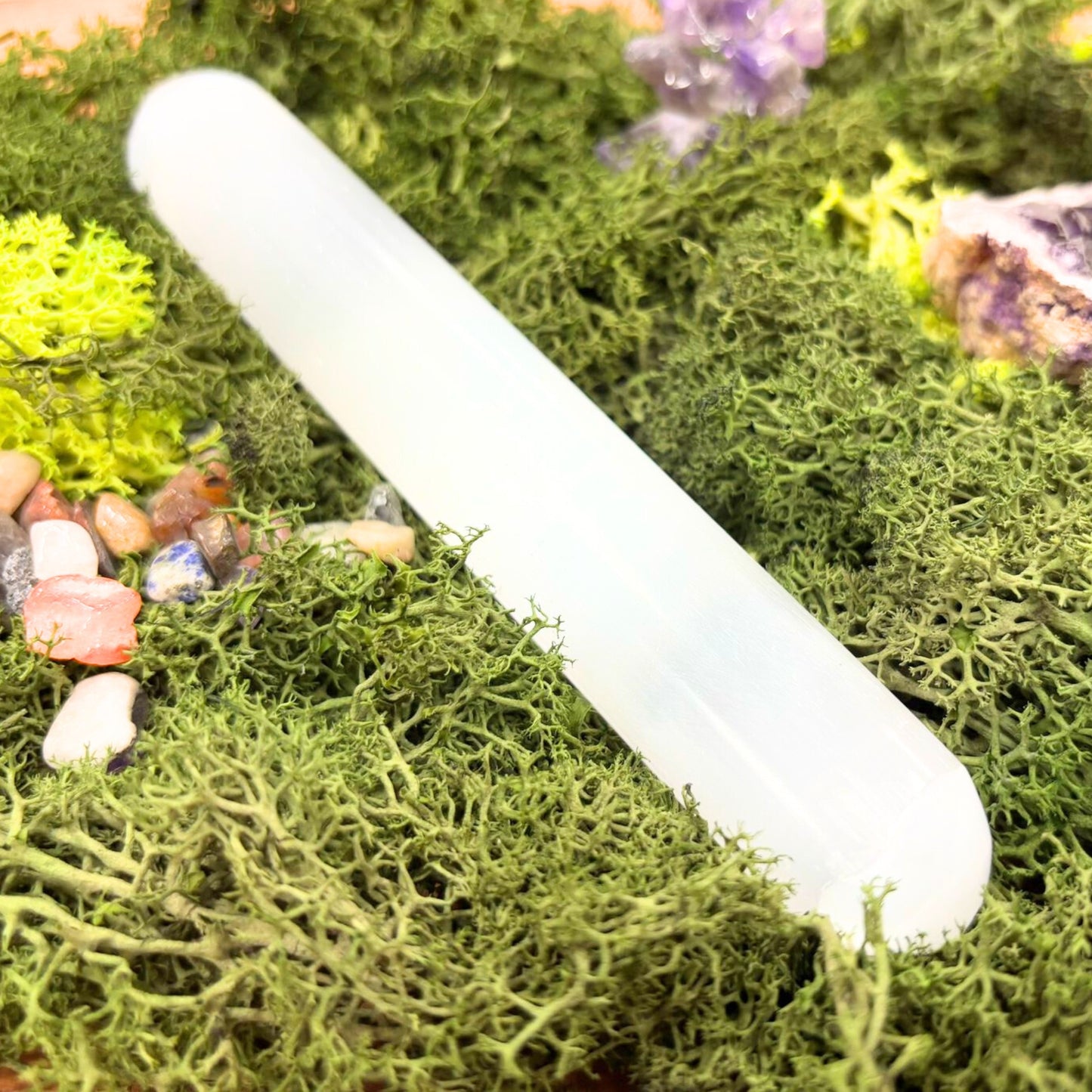 Selenitstab – 16 cm (beide Enden abgerundet)