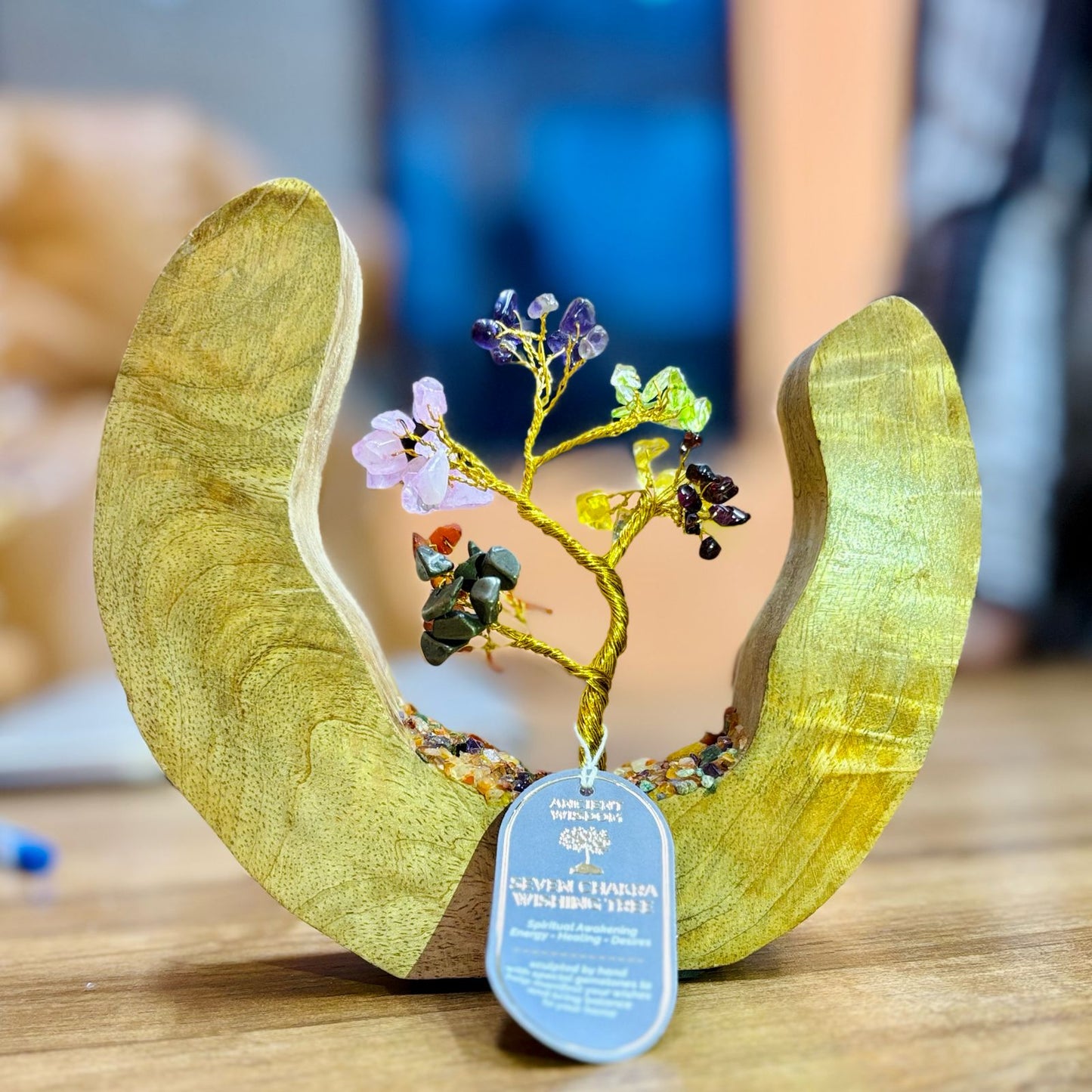 Jardín de Árbol de Gemas - Anillo de Madera - Siete Chakras - 60 Chips