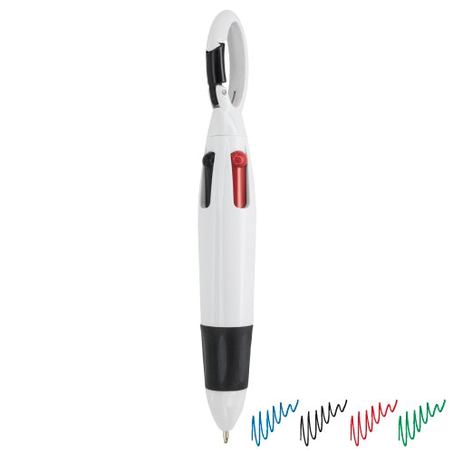 4-Farben-Stift mit weißem Karabiner