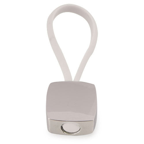 Porte-clés en silicone cube argenté