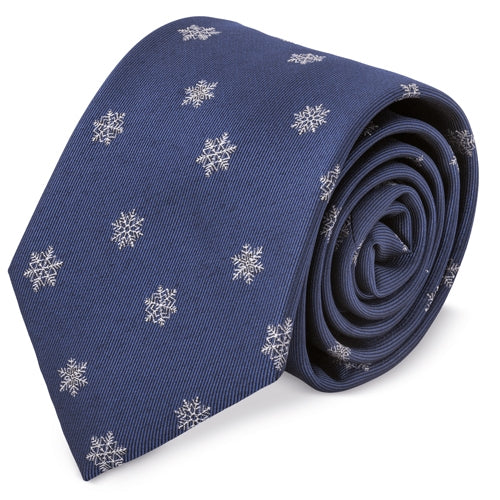 Corbata Navideña Copos de Nieve Azul