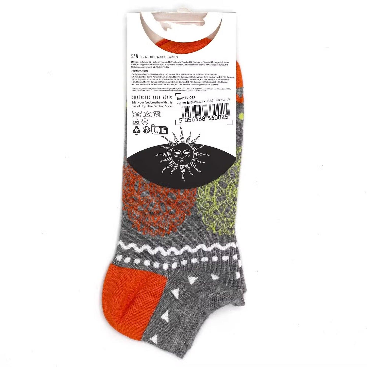 Chaussettes basses en bambou Hop Hare, tailles S/M (36-40) - Fleurs de Vie -