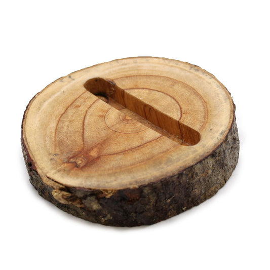 Kleiner Telefonhalter aus Holz (Schlitz) - Natur