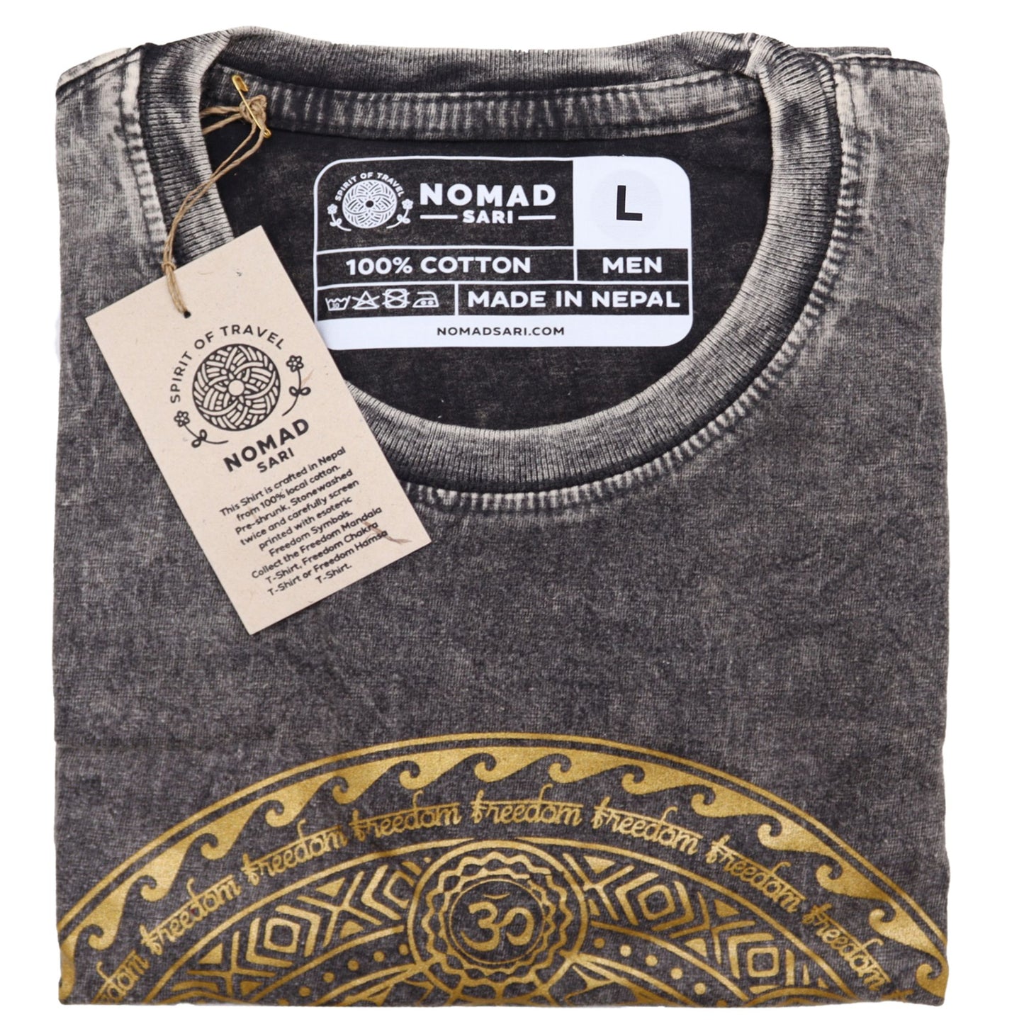 Nomad Sari Großes T-Shirt – Chakra – Dunkelgrau