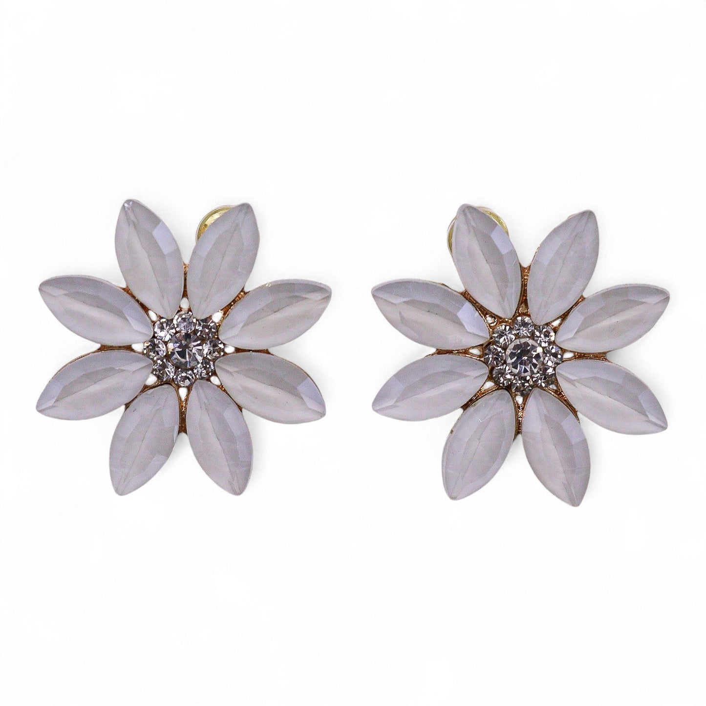 Perla - Vidrio vintage - Flores - Pendientes