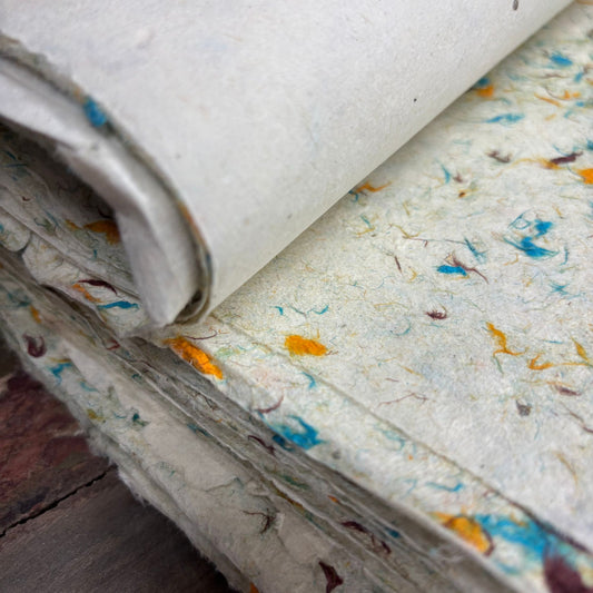 Papier cadeau fait main Lokta - Coton vert