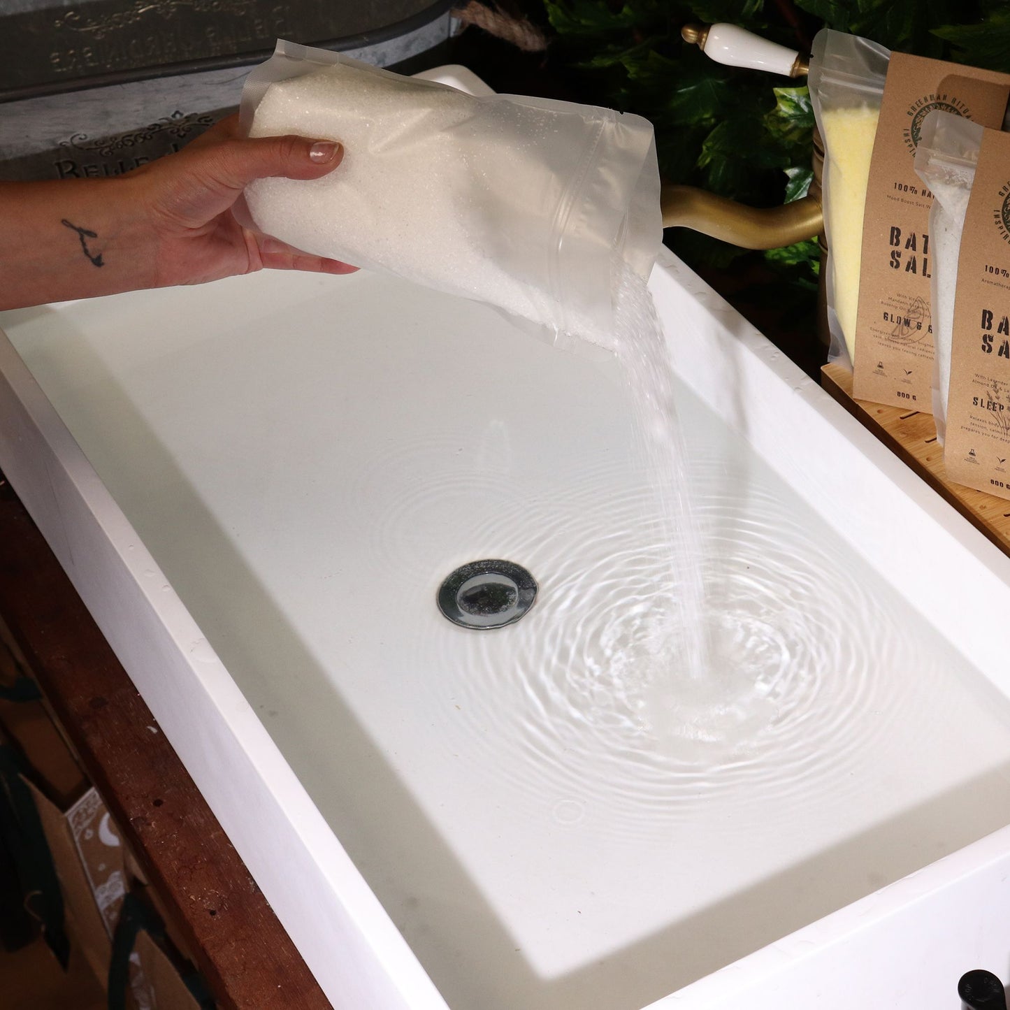 Greenman Rituals Sal de baño de Epsom con magnesio – Fórmula pura