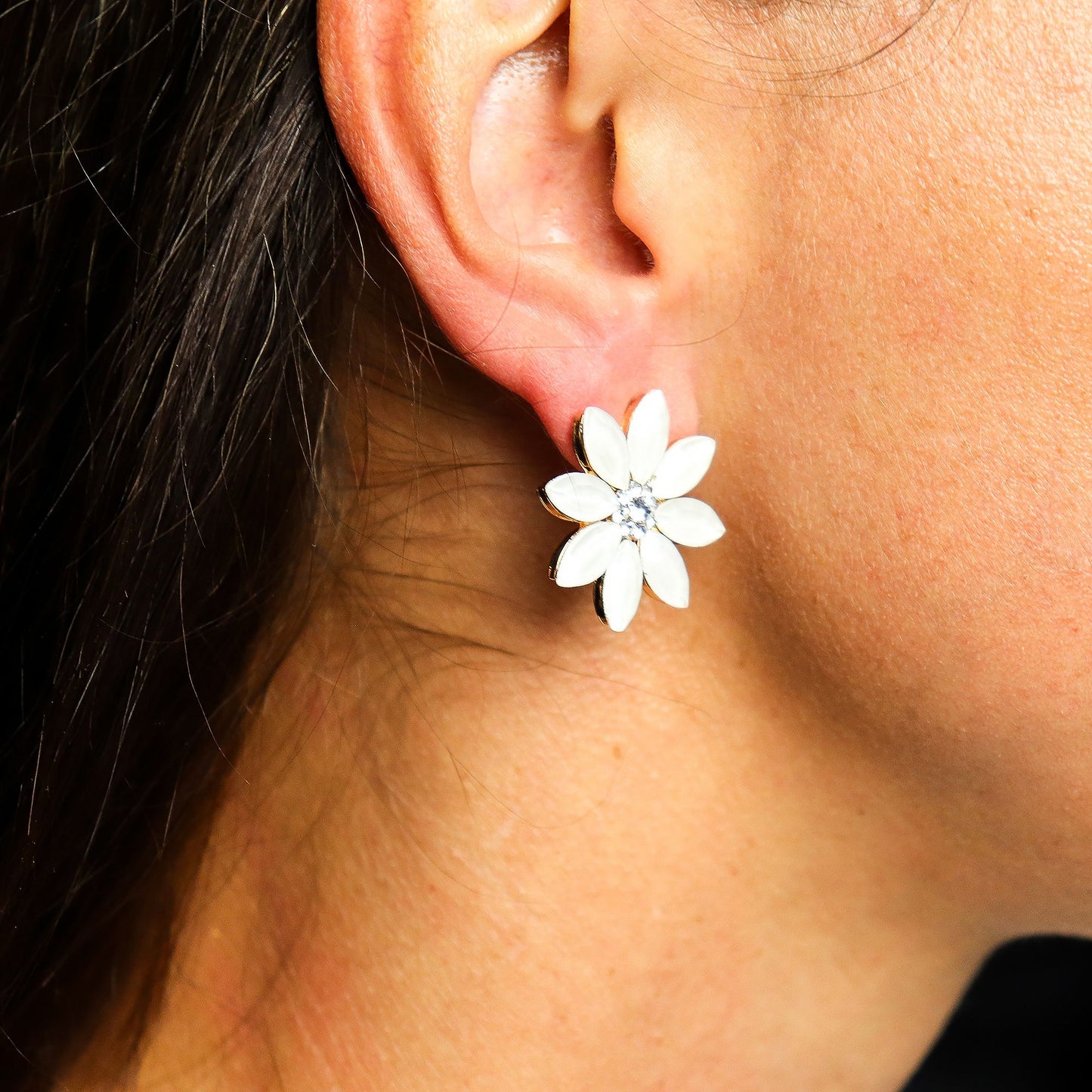 Perla - Vidrio vintage - Flores - Pendientes