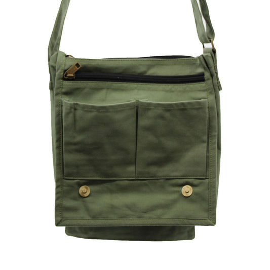 Bolso mensajero de lona de algodón - Verde