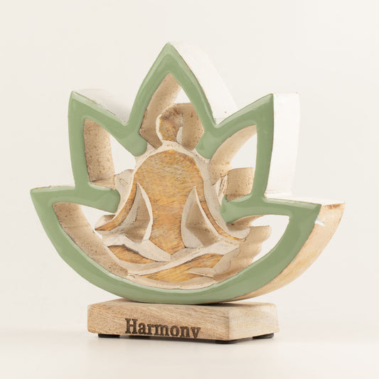 Yoga Mujer de Madera - Flor de Loto - Salvia - Armonía