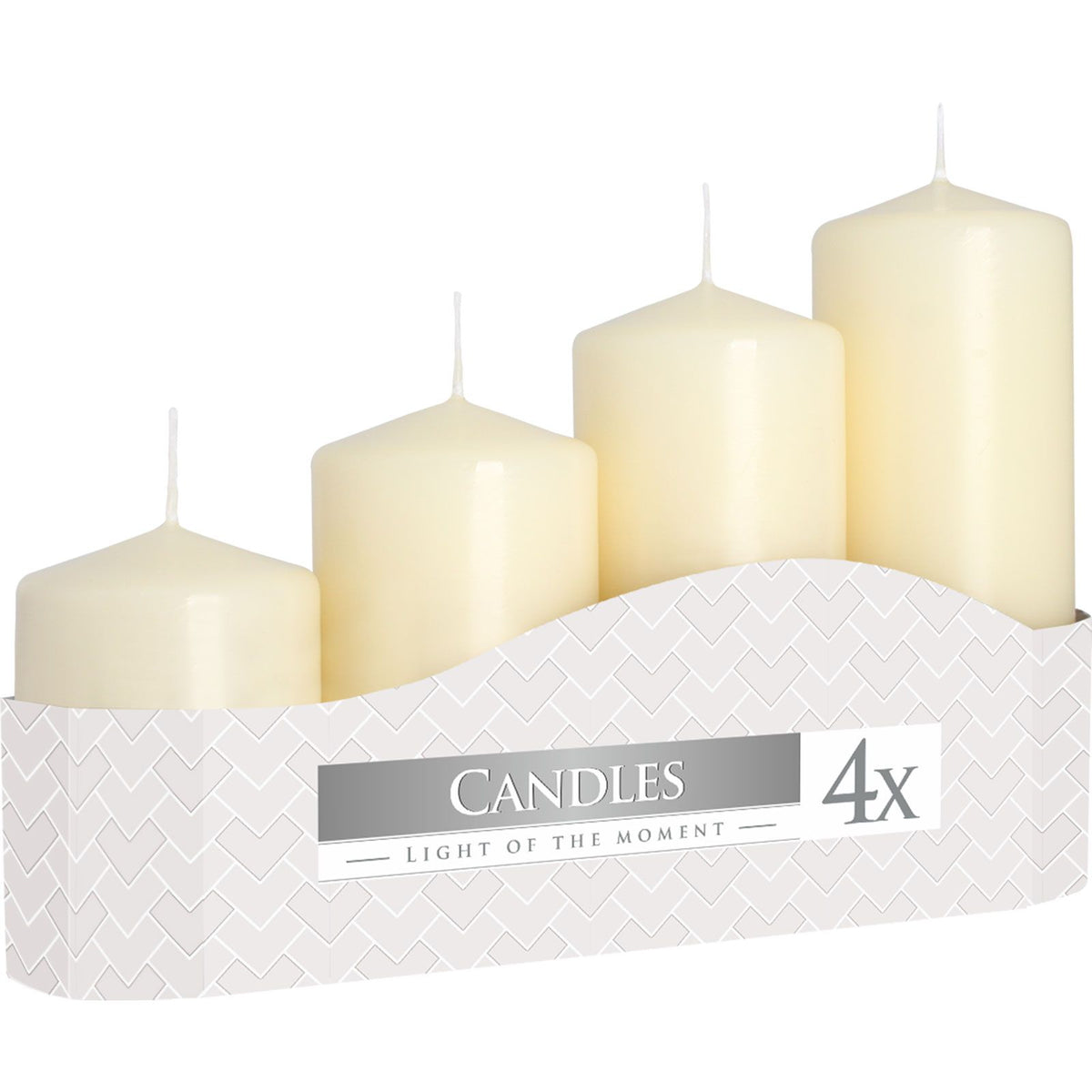 Set de 4 velas de pilar 50mm (11/16/22/33H) - Marfil