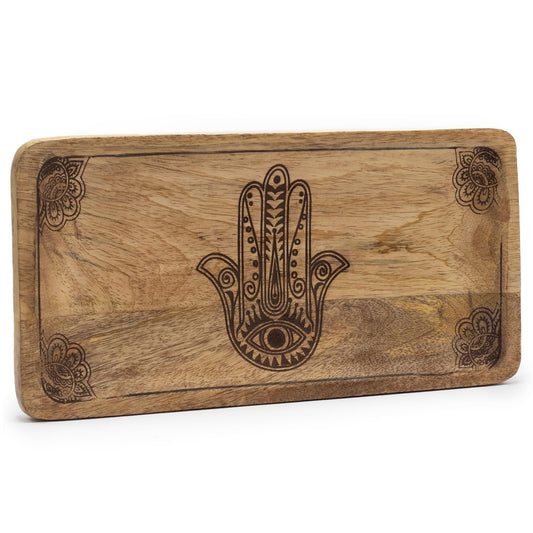 Plateau long 30x15x2,5cm - Hamsa noir