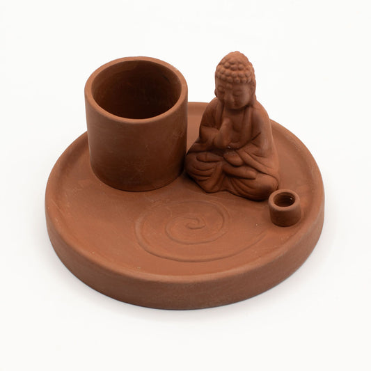Mehrzweck-Buddha-Räucherschale – natürlicher Terrakotta-Stil