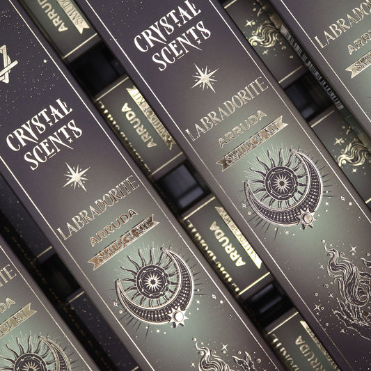 Cristal de Labradorita Aromas de Purificación Incienso - Ruda