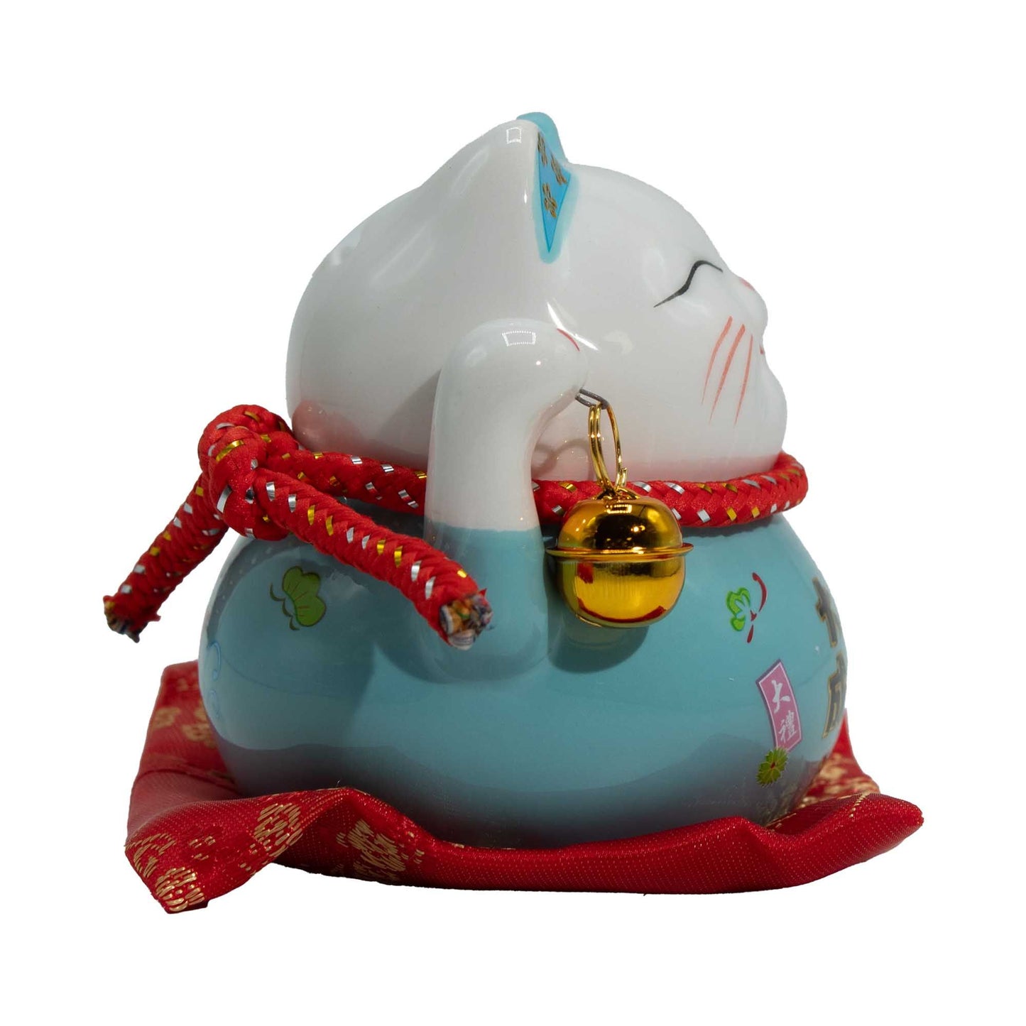 Hucha de cerámica en forma de gato - Azul sobre cojín