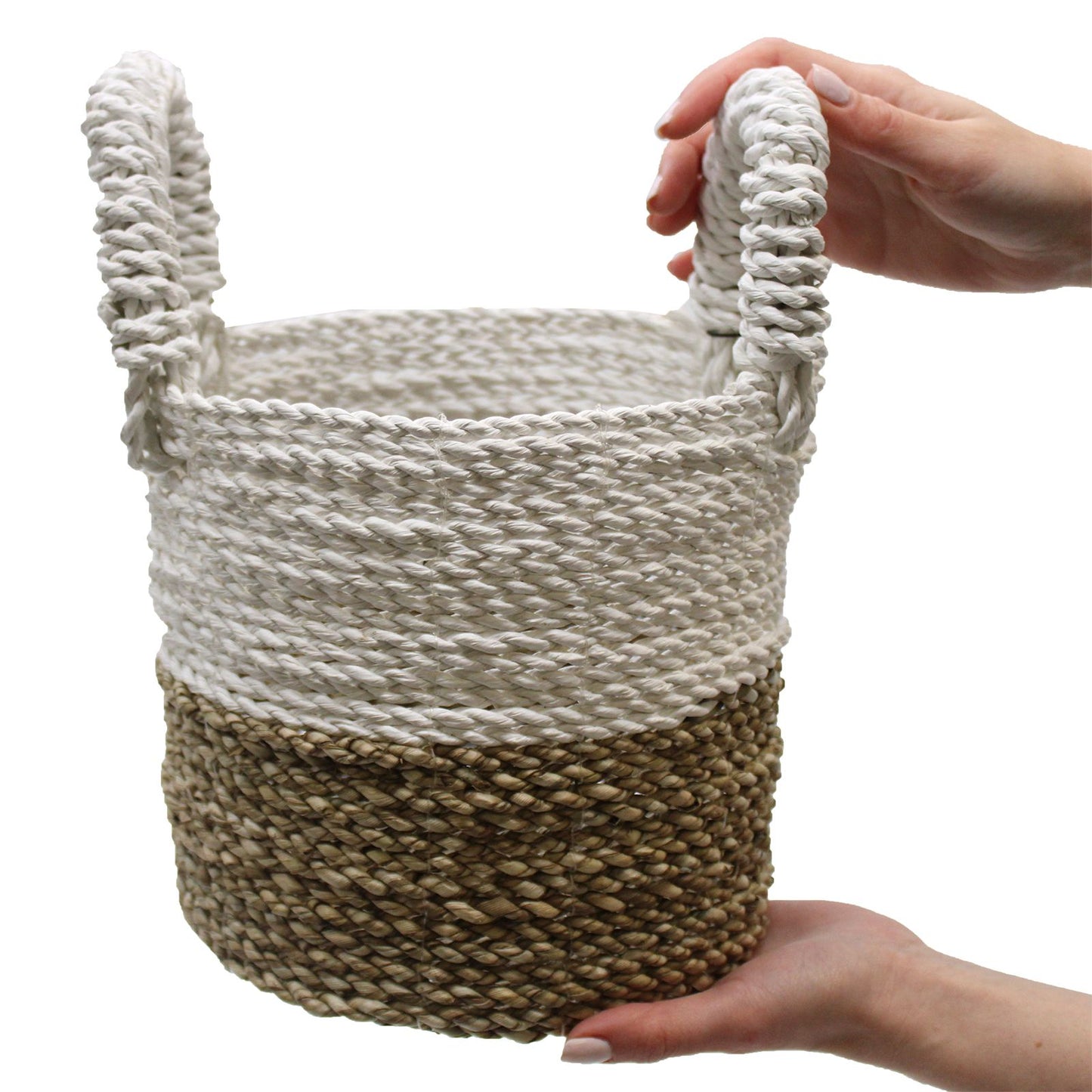 Juego de cestas de algas marinas - Naranja/Natural/Blanco