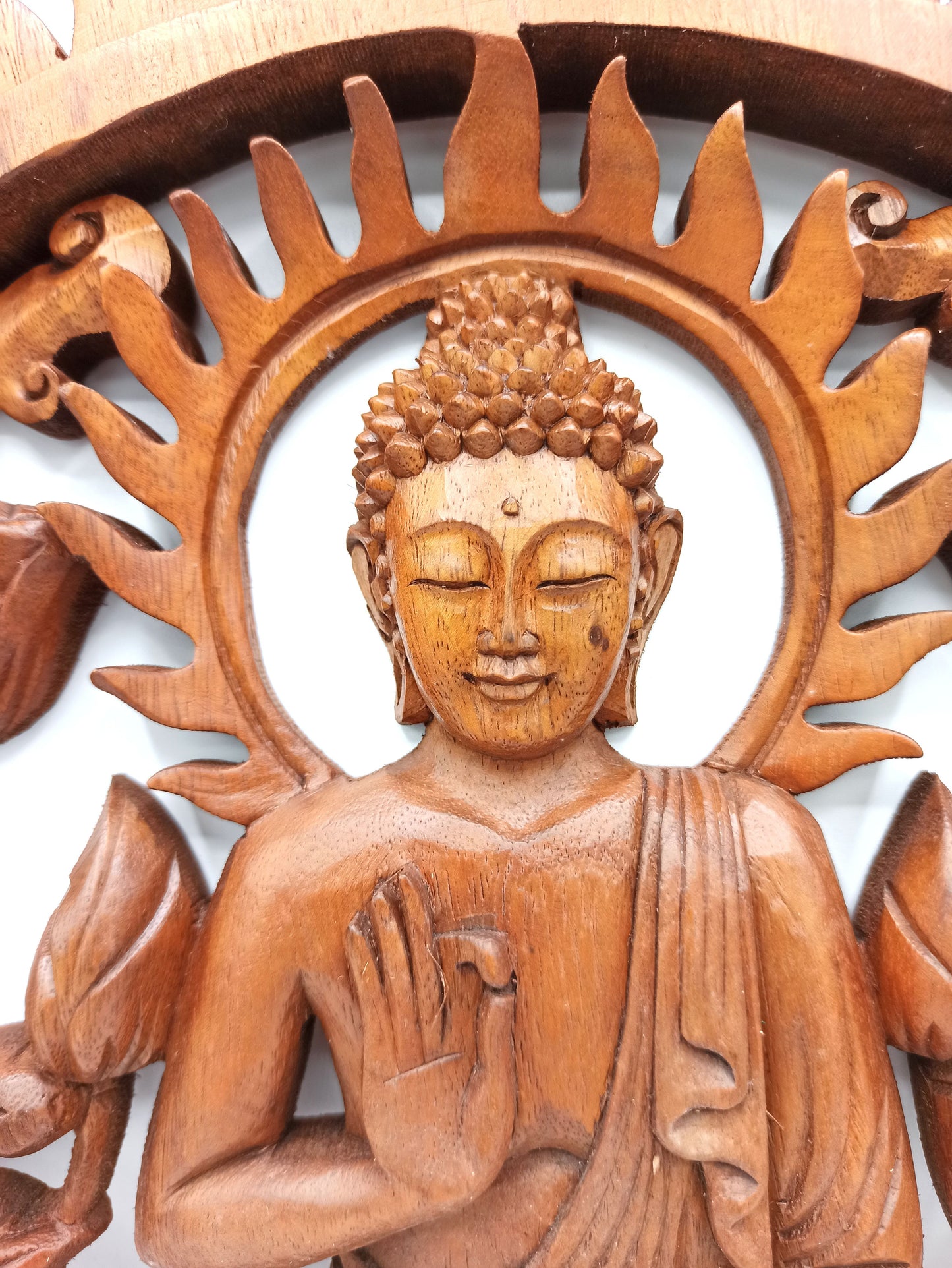 Panneau en bois Bouddha et Lotus - 40 cm