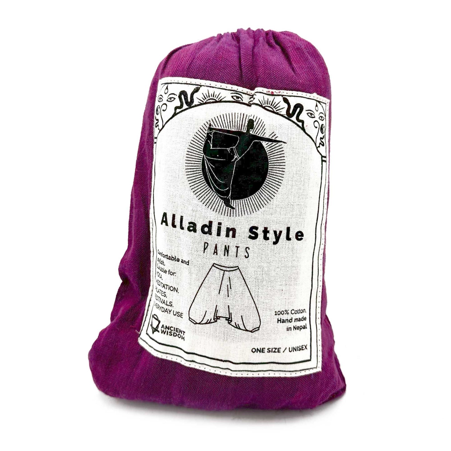 Pantalon de yoga et de festival - Imprimé Aladdin Himalaya en violet