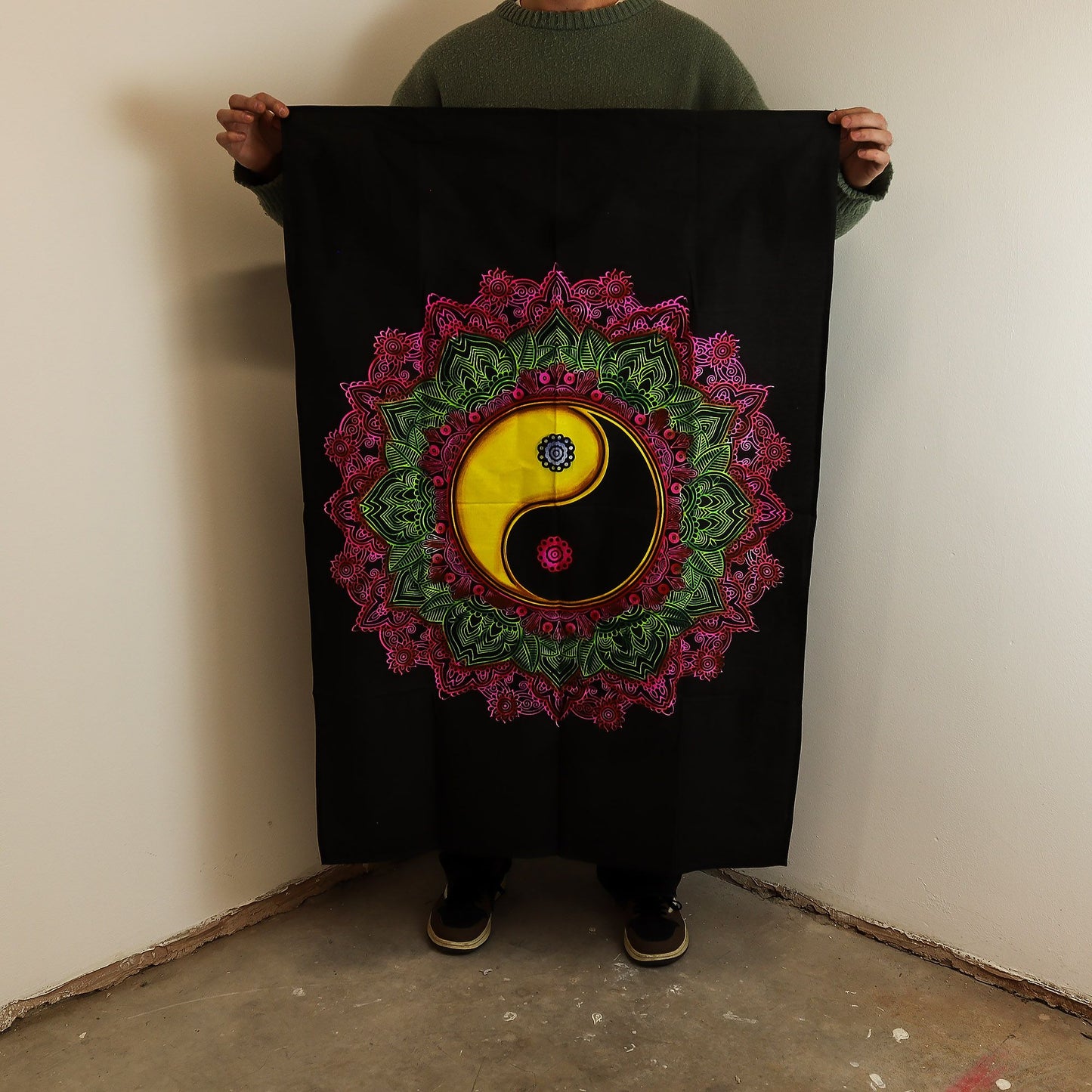 Arte de pared de algodón (70x110 cm) - Mandala Ying & Yang