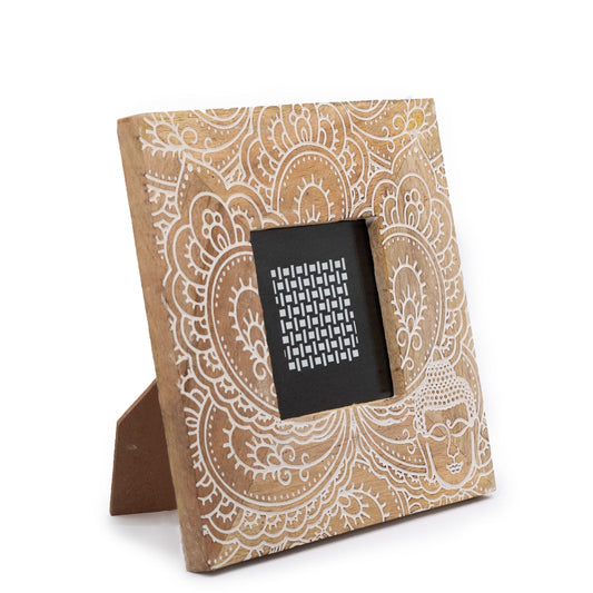 Pequeño Marco de Madera de Mango (para 10x10cm) 20x20x2cm - Buda Blanco