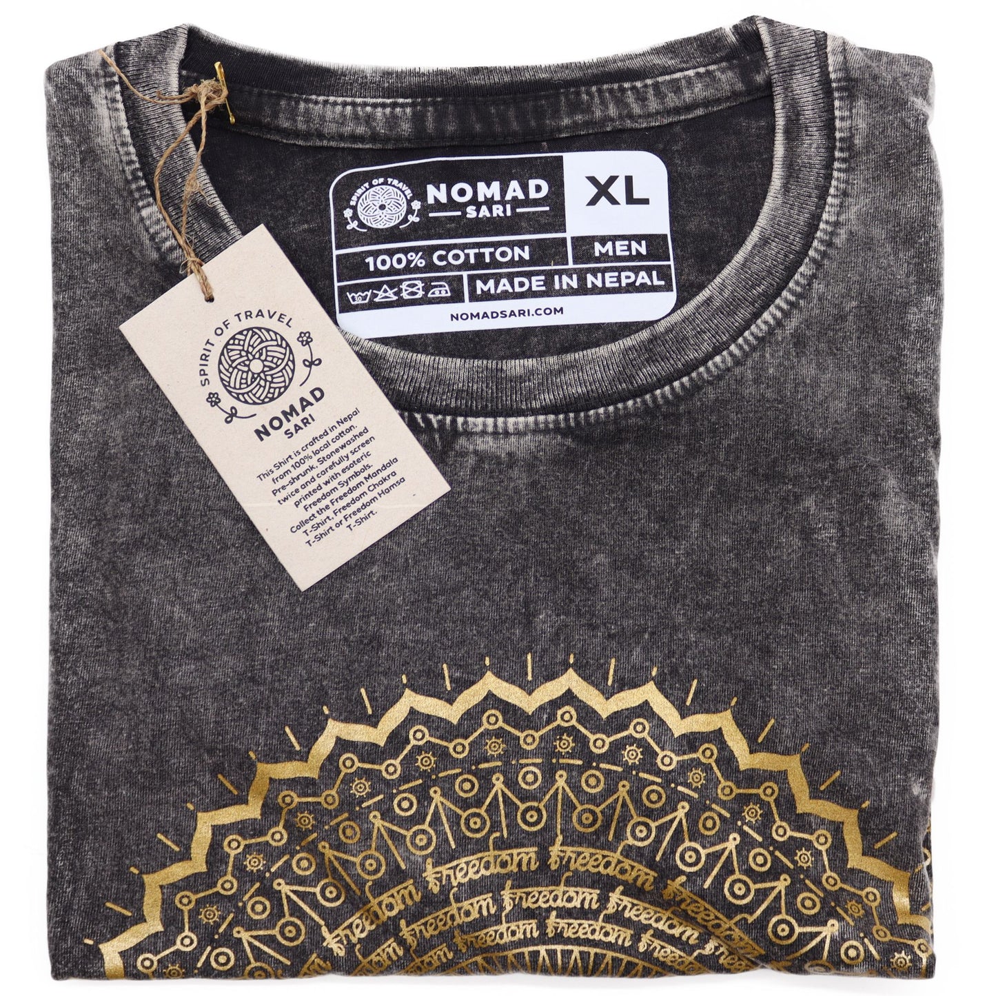 T-shirt oversize Nomad Sari - Mandala - Gris foncé