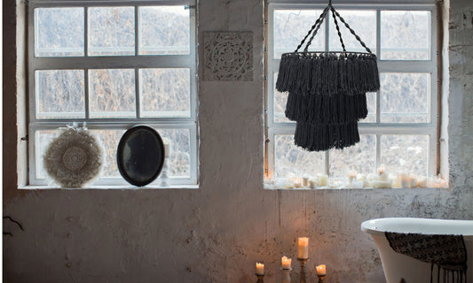 Lustre en macramé doux - Noir