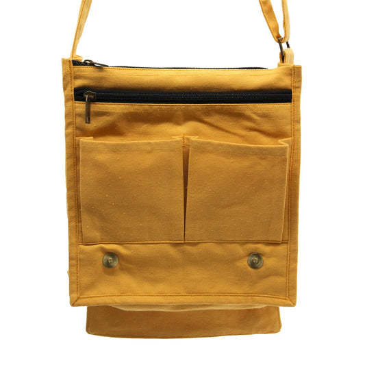 Bolso mensajero de lona de algodón - Amarillo