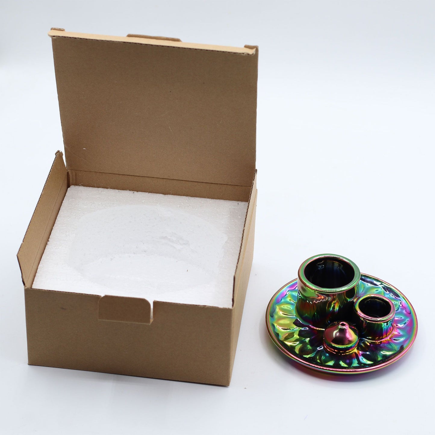 Palito de Palo Santo y Soporte para Smudge - Mandala - Arcoíris Metálico