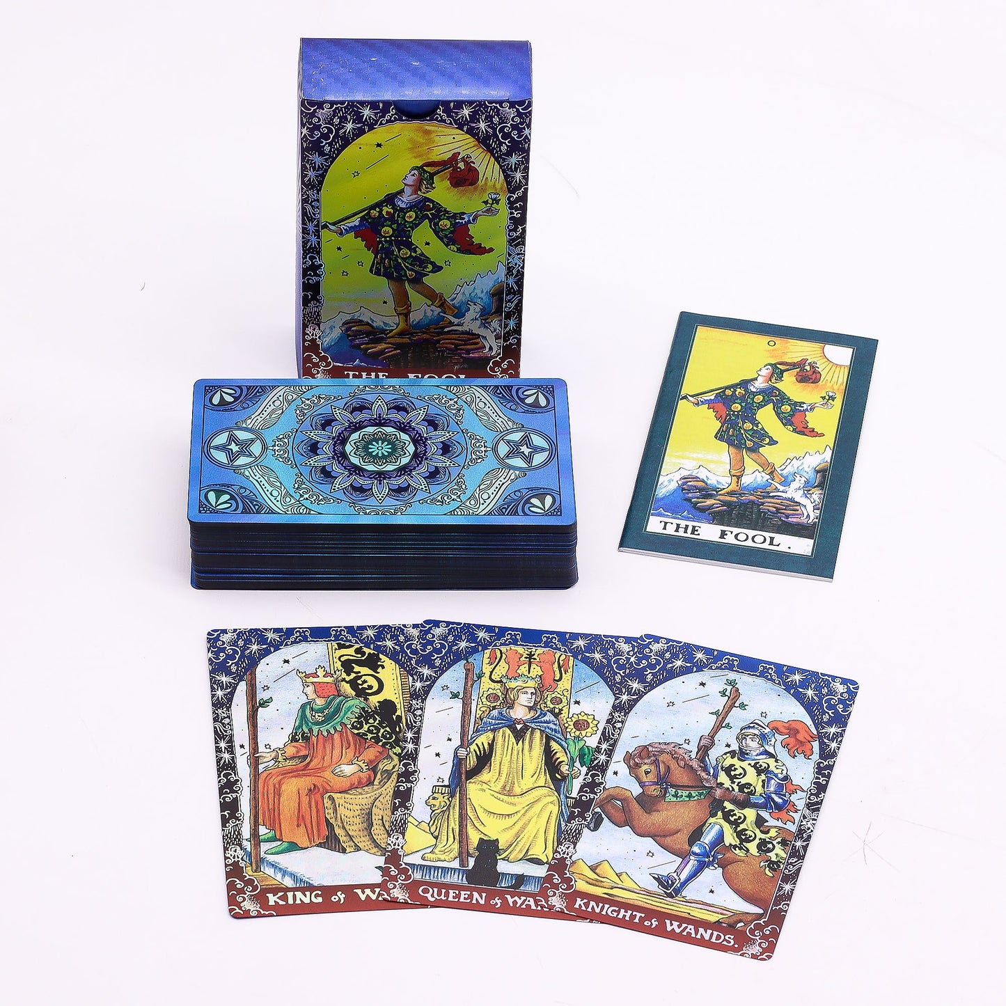 Blaues Folien-Tarotkartenset – Mandala – mit Booklet