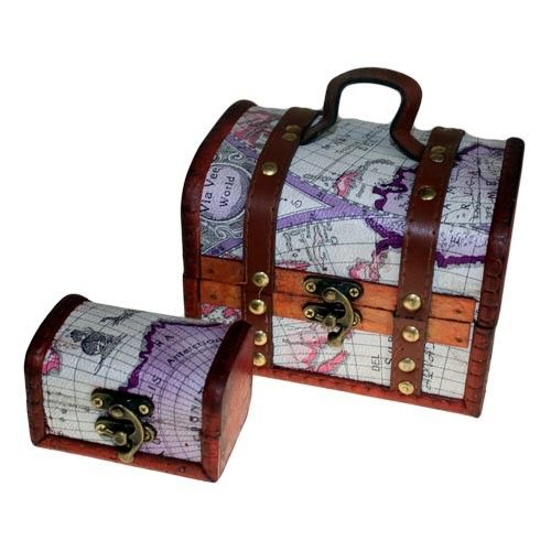 2er-Set Kolonialboxen - Atlas Design