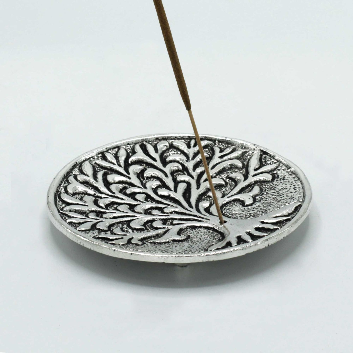 Räucherstäbchenhalter „Baum des Lebens“ aus poliertem Aluminium, 10 cm