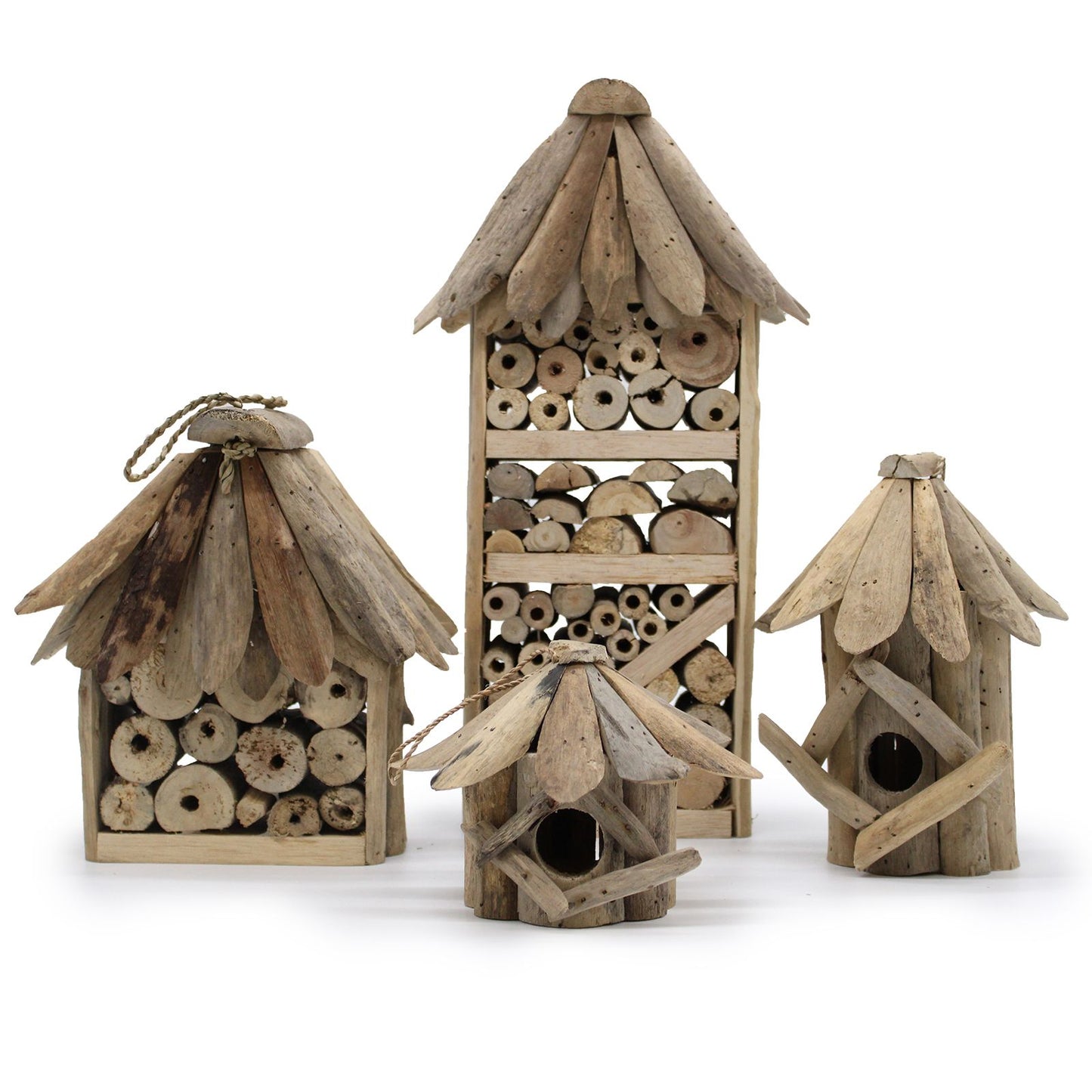 Abri pour insectes et abeilles en bois flotté - Maison à deux étages