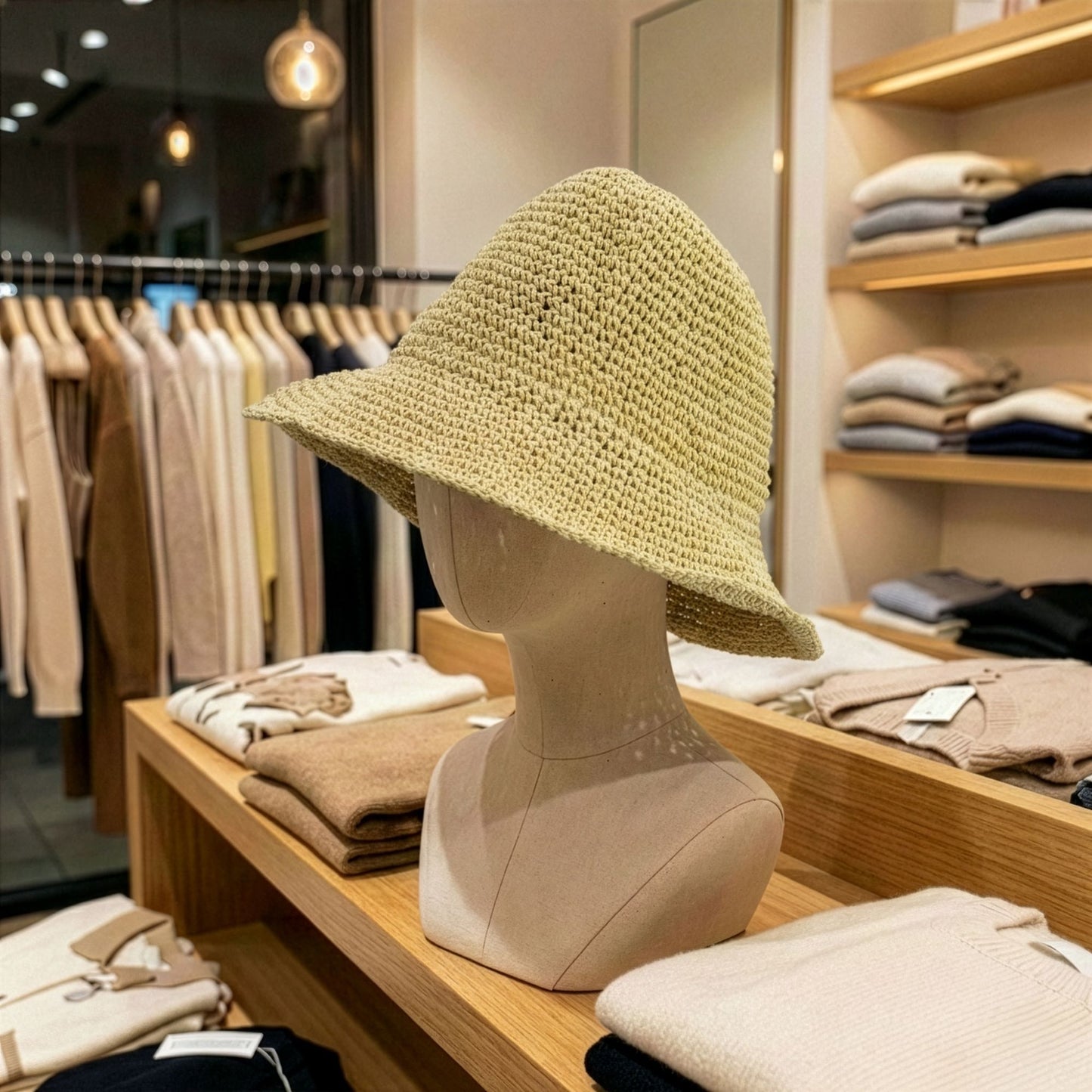 Sombrero de paja tipo floppy para el sol - beige natural