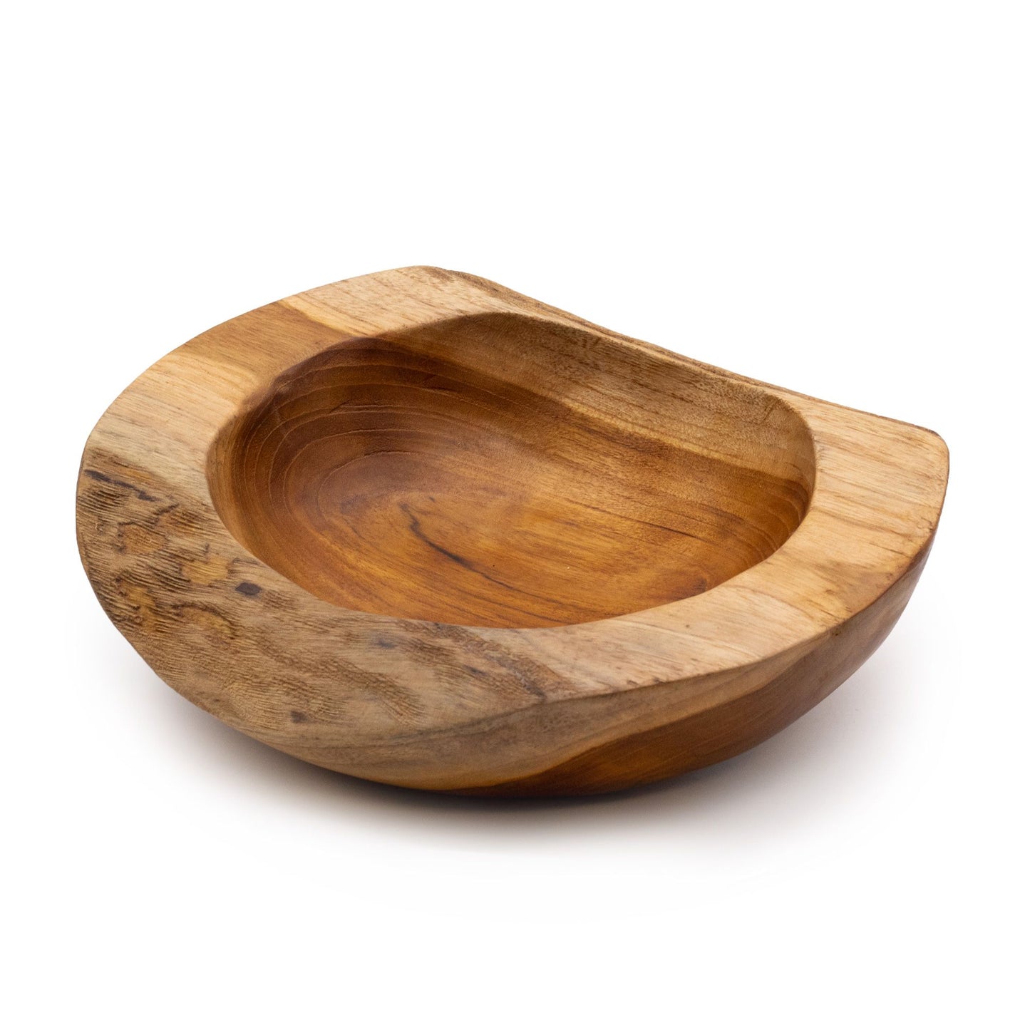 Cuenco mediano de madera de teca con forma natural - 20x7cm